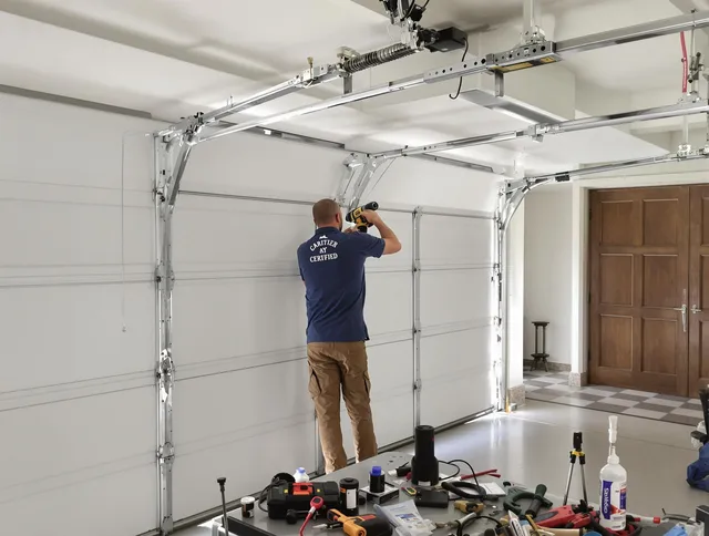Rockland Garage Door Repair certified technician performing precision garage door repair in Rockland