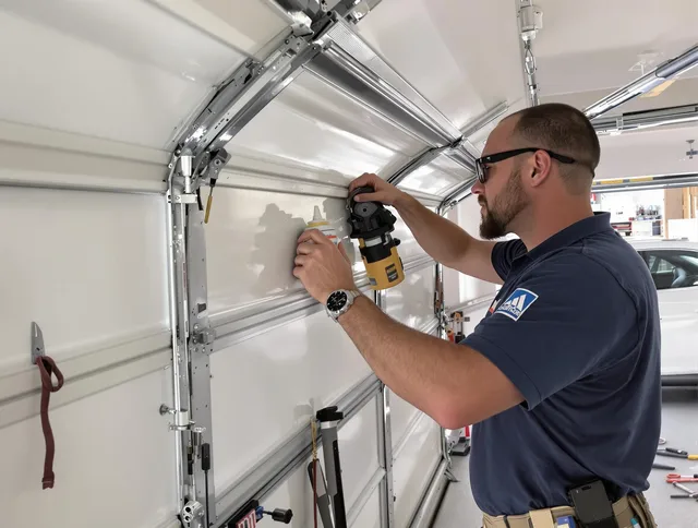 Rockland Garage Door Repair technician quieting a noisy garage door in Rockland