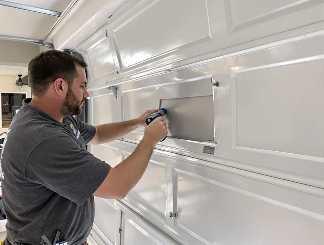 Garage door panel repair by Rockland Garage Door Repair in Rockland
